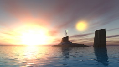 bir denizaltı 3d cg render