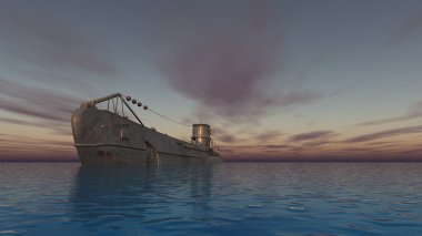 bir denizaltı 3d cg render