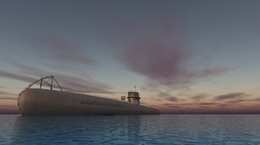 bir denizaltı 3d cg render