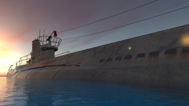 bir denizaltı 3d cg render