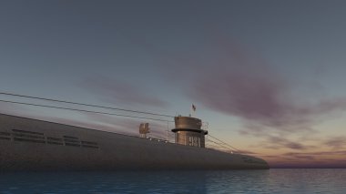 bir denizaltı 3d cg render