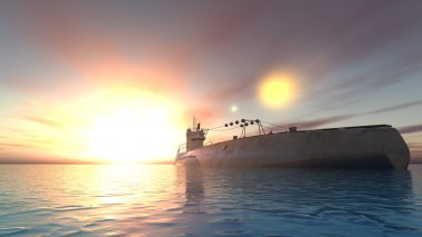 bir denizaltı 3d cg render