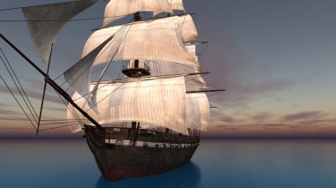 bir yelkenli tekne 3d cg render