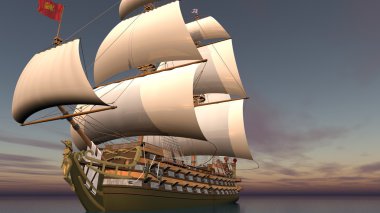 bir yelkenli tekne 3d cg render