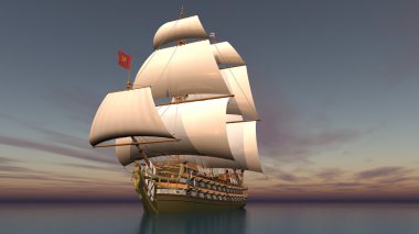 bir yelkenli tekne 3d cg render
