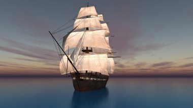 bir yelkenli tekne 3d cg render