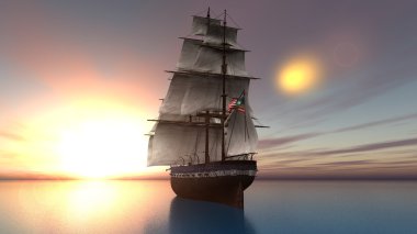 bir yelkenli tekne 3d cg render