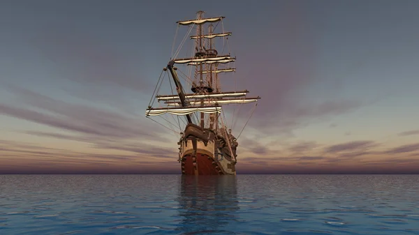 3D CG representación de un velero — Foto de Stock