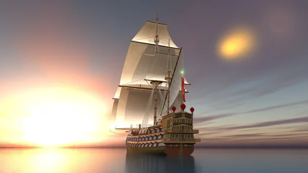 3D CG renderização de um barco à vela — Fotografia de Stock