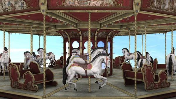 Renderowania 3D cg Merry-go-round — Zdjęcie stockowe