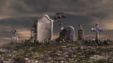 bir mezarlık 3d cg render