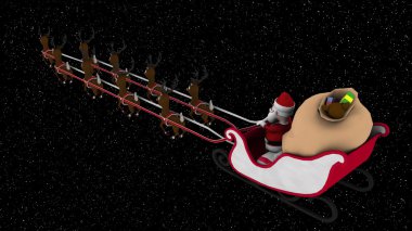 3D CG rendering of Santa Claus and reindeer clipart