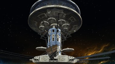 bir uzay gemisi 3d cg render