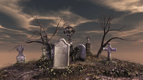 Representación 3D CG de un cementerio — Foto de Stock