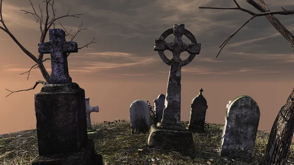 Rendering 3D CG del cimitero — Foto Stock