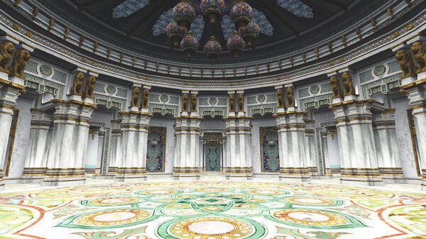 3D CG rendering of a grand hall