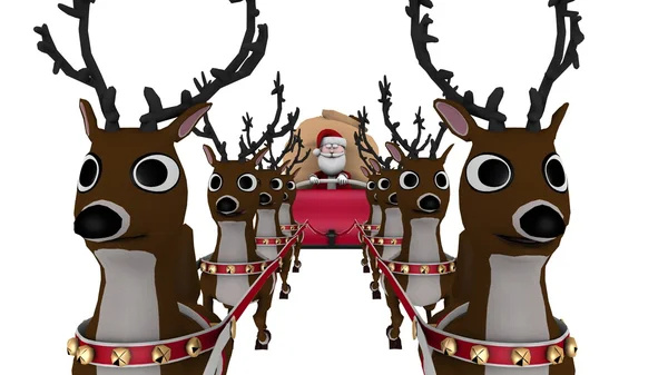 3D CG representación de Santa Claus y renos —  Fotos de Stock