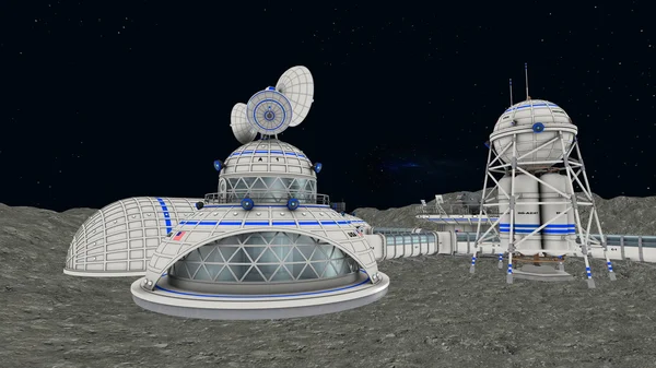 3D CG renderização de uma estação espacial — Fotografia de Stock