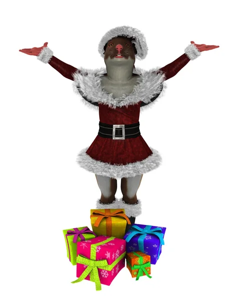 3D cg-rendering av en mus Santa Claus — Stockfoto