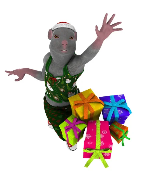 Rato Papai Noel — Fotografia de Stock