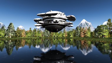 bir uzay gemisi 3D çizimi