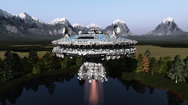 3D CG rendering of a space ship