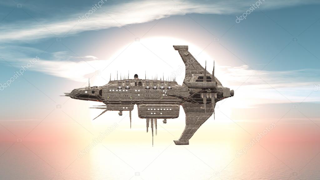 3D illustration of space ship