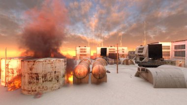 Askeri kampın 3 boyutlu canlandırması