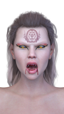 Dişi bir vampirin 3 boyutlu görüntüsü.