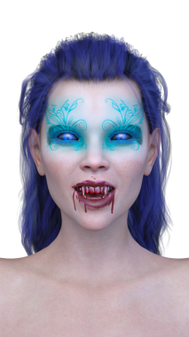 Dişi bir vampirin 3 boyutlu görüntüsü.