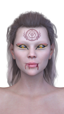 Dişi bir vampirin 3 boyutlu görüntüsü.