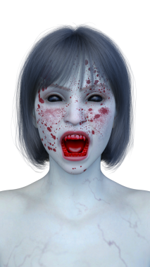 3 boyutlu dişi zombi yüzü.