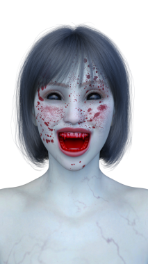 3 boyutlu dişi zombi yüzü.