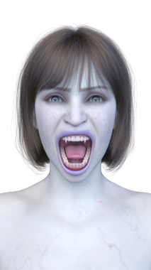 3 boyutlu dişi zombi yüzü.