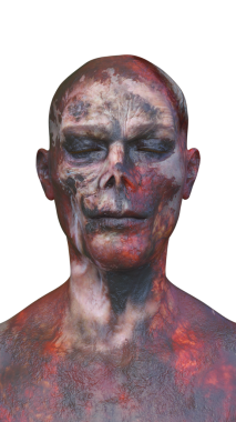 Erkek zombi yüzünün 3 boyutlu hali