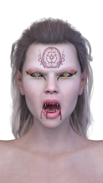 Dişi bir vampirin 3 boyutlu görüntüsü.
