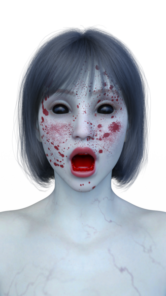 3 boyutlu dişi zombi yüzü.