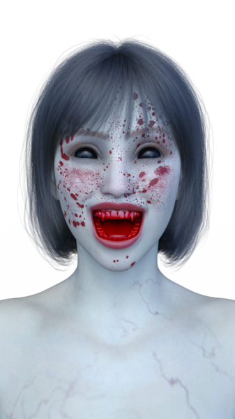 3 boyutlu dişi zombi yüzü.