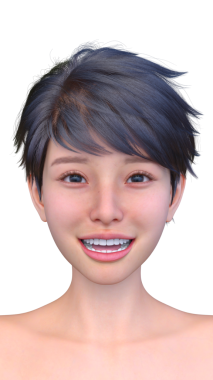 Bir kadının yüzünün 3 boyutlu görüntüsü.