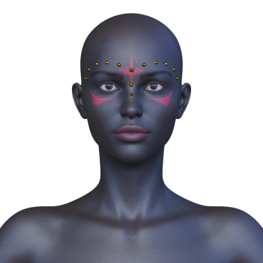 Bir kadının yüzünün 3 boyutlu görüntüsü.