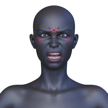 Bir kadının yüzünün 3 boyutlu görüntüsü.