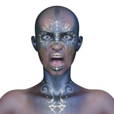 Bir kadının yüzünün 3 boyutlu görüntüsü.