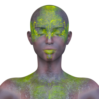 Bir kadının yüzünün 3 boyutlu görüntüsü.