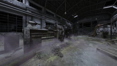 Terk edilmiş binanın kabataslak içerikli 3B görüntülemesi