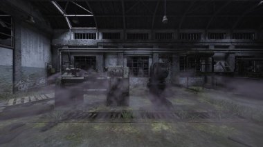 Terk edilmiş binanın kabataslak içerikli 3B görüntülemesi