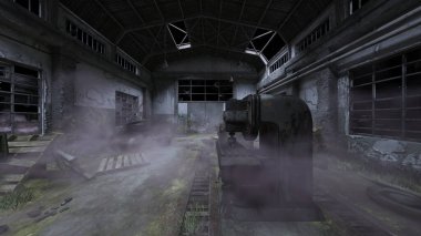 Terk edilmiş binanın kabataslak içerikli 3B görüntülemesi