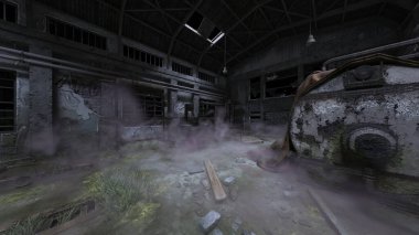 Terk edilmiş binanın kabataslak içerikli 3B görüntülemesi