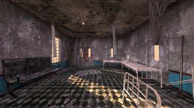 Terk edilmiş binanın kabataslak içerikli 3B görüntülemesi