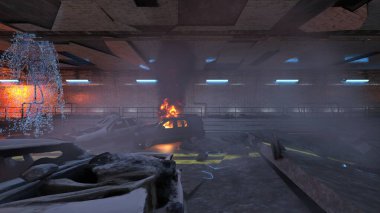 Araç yangınının 3 boyutlu görüntüsü