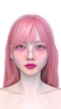 Bir kadının yüzünün 3 boyutlu görüntüsü.